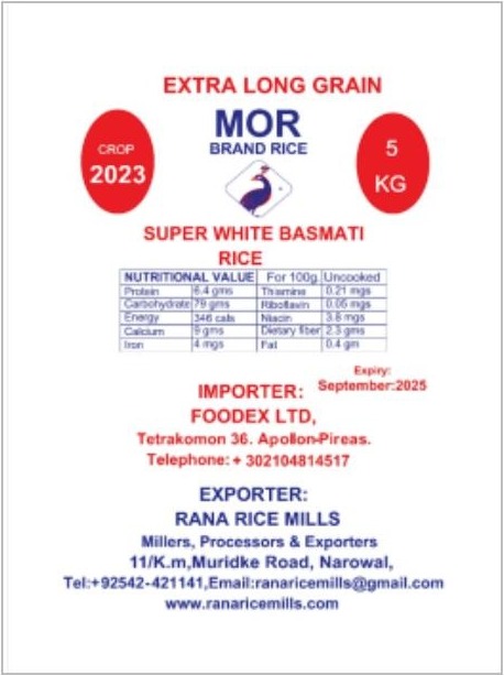 MOR brand rice label detail